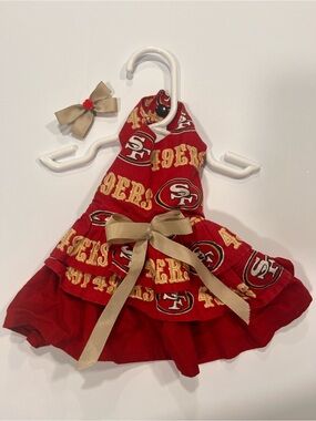 San Francisco 49ers Red Pet Dress with Bow